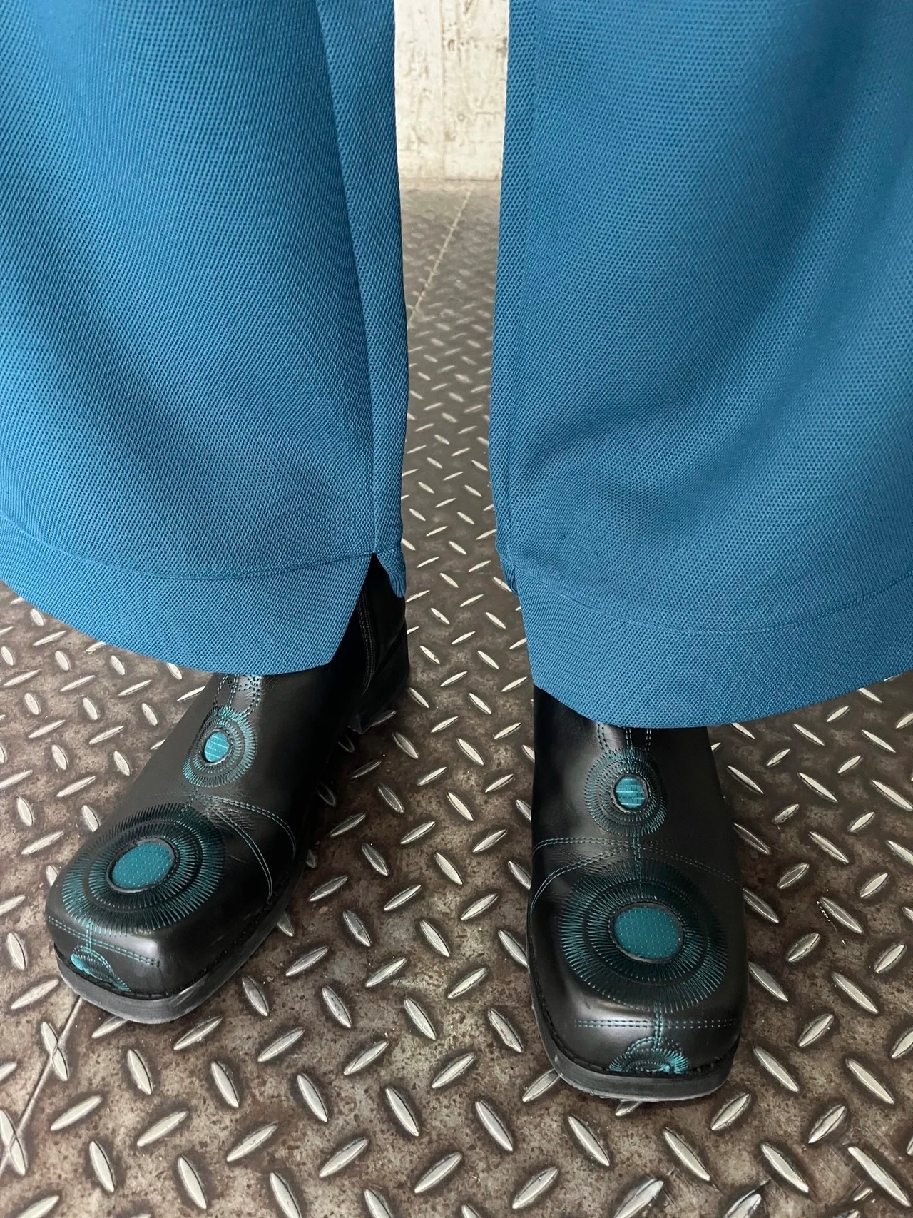 54A0 × musaafeer Ankle Embroidery Square Toe Boots