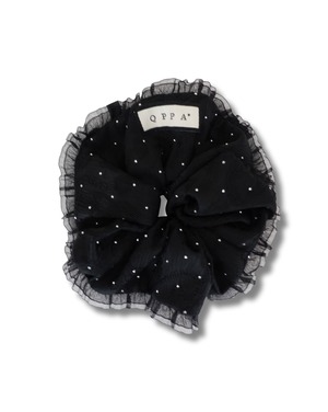 【バッグチャーム仕様】20cm Black Lace &Bag charm（ブラックレース&バッグチャーム）Round Lace Big Chou Chouラウンド・レース・ビッグ・シュシュ