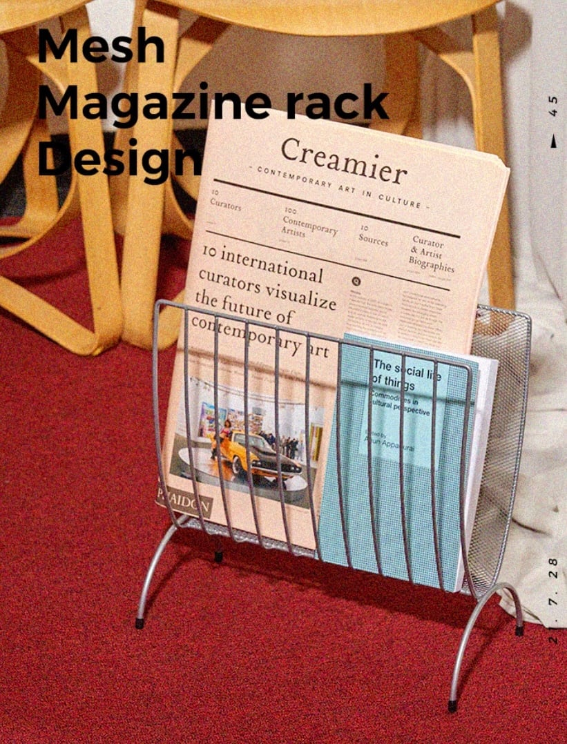 rack　magazine　mesh　メッシュ　スチール　maeul　マガジンラック　韓国インテリア雑貨　シルバー　tokki　LP　家具　(トッキマウル)　韓国雑貨通販サイト
