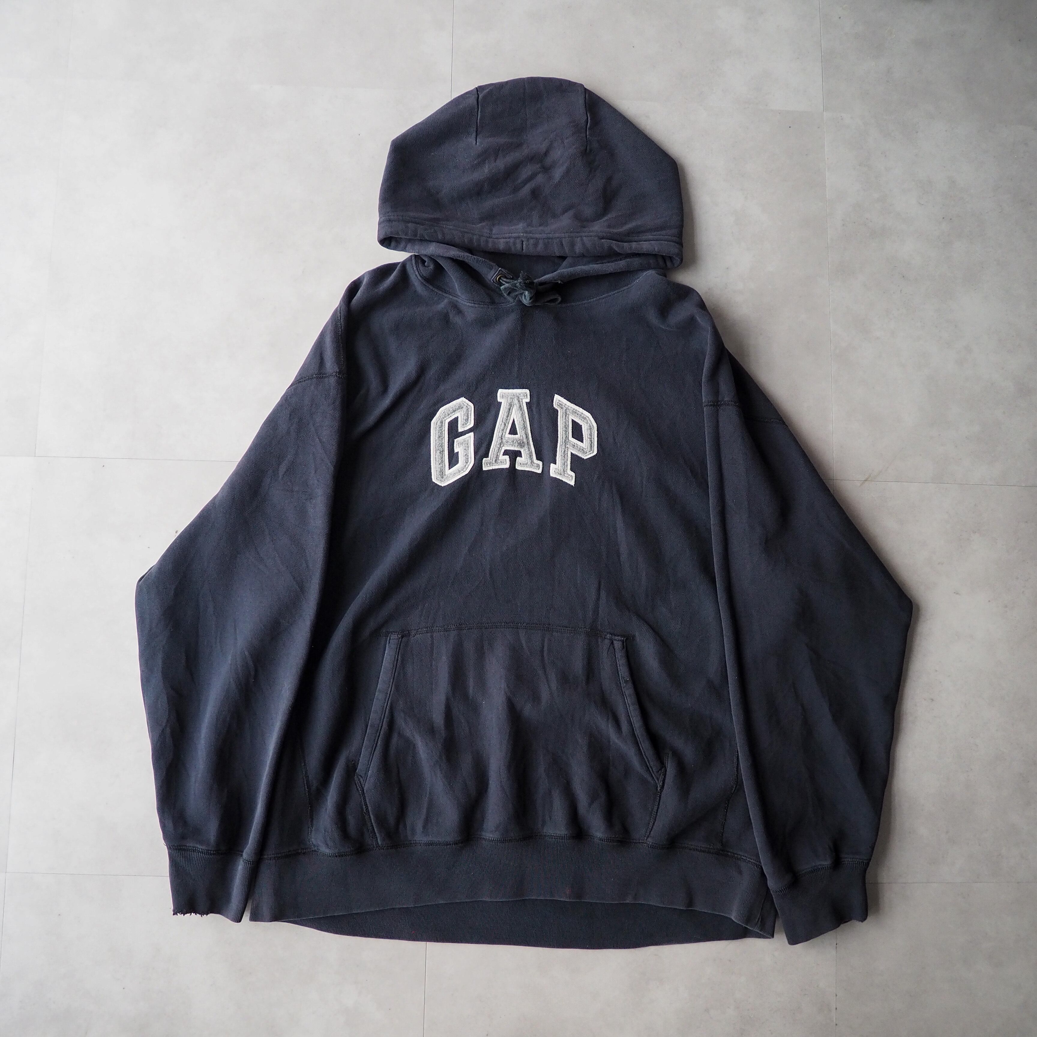 00s “GAP” arch logo hoodie XL 00年代 ギャップ リバースウィーブタイプ フーディー ネイビー パーカー