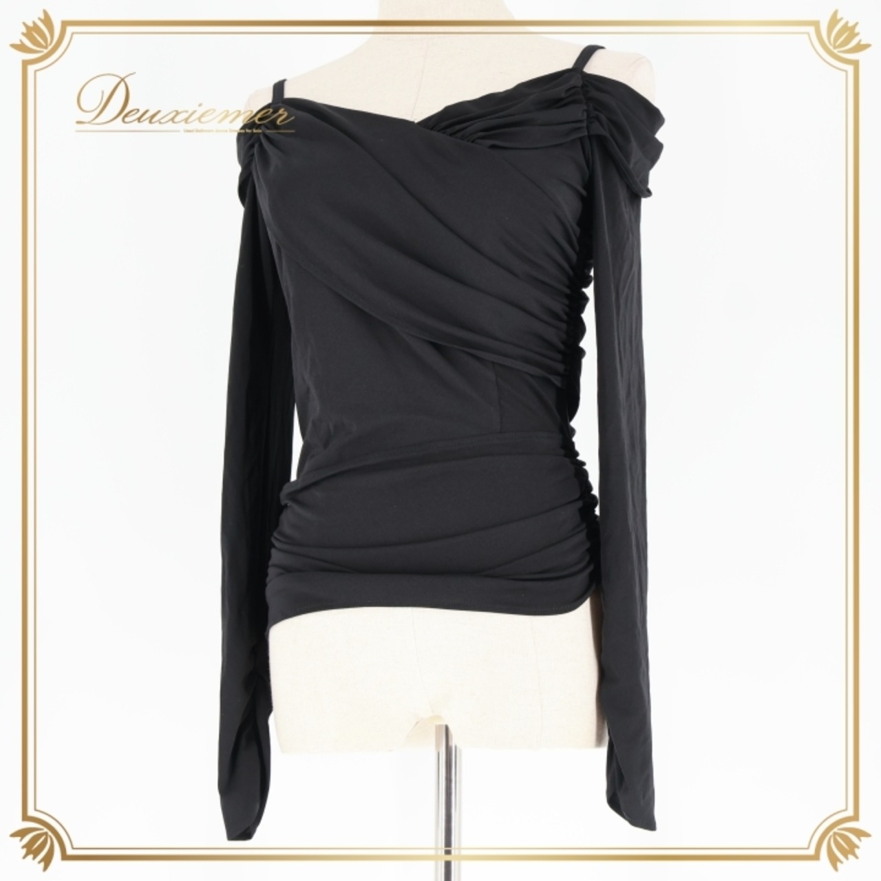 社交ダンス 衣装 トップス ブラウス ブラック系 チャコットロイヤルダンス Chacott ROYAL DANCE 黒 無地 シンプル 練習 レッスン 日本製 オフショルダー 伸縮 ストレッチ 上品 パーティー イベント オールブラック かわいい セクシー