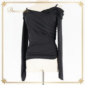 社交ダンス 衣装 トップス ブラウス ブラック系 チャコットロイヤルダンス Chacott ROYAL DANCE 黒 無地 シンプル 練習 レッスン 日本製 オフショルダー 伸縮 ストレッチ 上品 パーティー イベント オールブラック かわいい セクシー