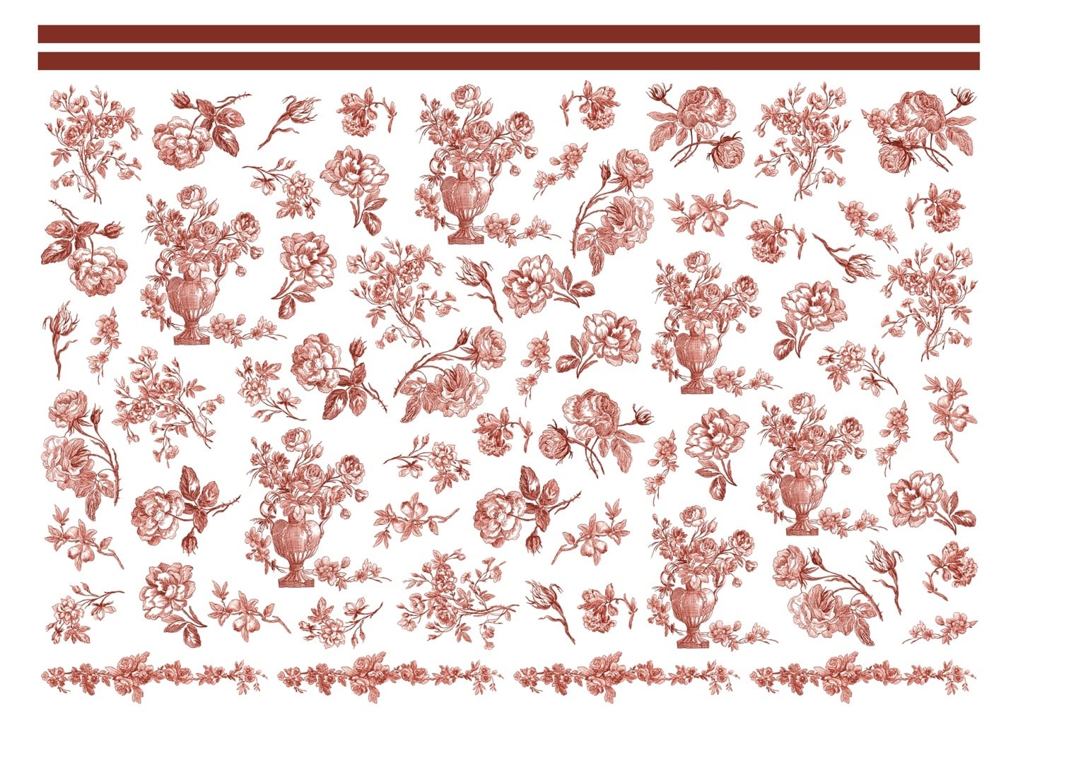 アンティークローズ転写紙 レッド | Life with Navy【ポーセリンアート