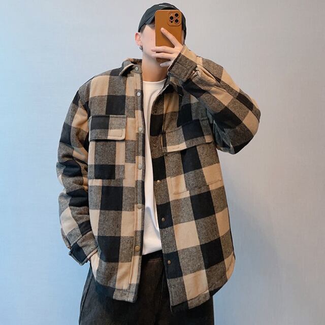 予約販売】シャツジャケット ブルゾン アウター ネルシャツ 中綿