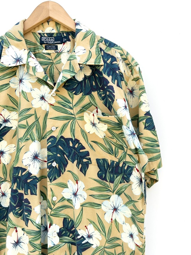 90s Ralph Lauren "CRAYTON" S/S OPEN COLLAR SHIRT Size M