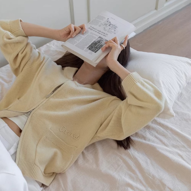 back logo zip-up cardigan 14282