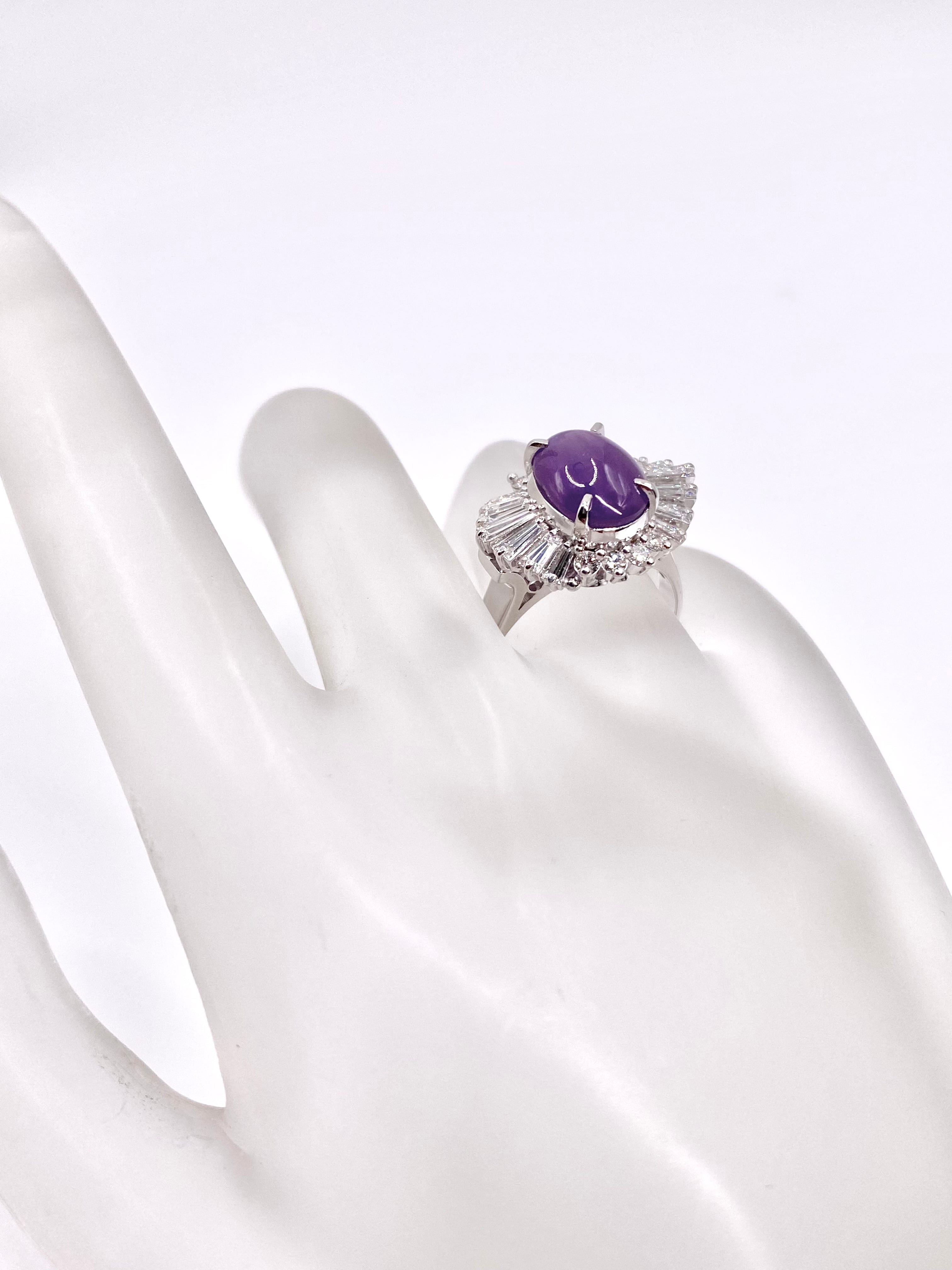 バイオレットスターサファイア 4.104ct / ダイヤモンド 計0.98ct Pt900