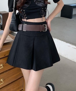 ミニボックス プリーツ スカート レディース 春夏 かわいい おしゃれ 大人 きれいめ カジュアル ミニスカート ベルト付き キュロット 大人可愛い 大人女子