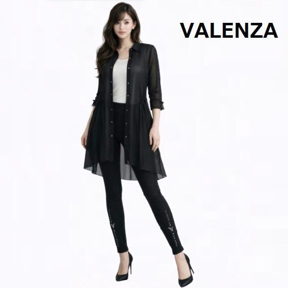 VALENZA バレンザボー 裏シャギー レギンス 5144404 レディース ミセス 冬 あったか ストレッチ 美脚 黒 体にフィット 動きやすい ラインストーン サイドデザイン 裏起毛 らくちんウエスト