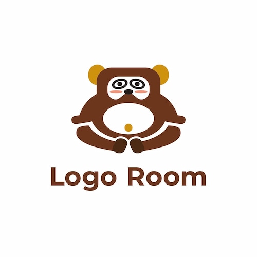 No564 たぬきの信楽焼のロゴ【たぬき、キャラクター、イラスト、信楽焼、動物、可愛い、ポップ、ショップ、販売、飲食、小売、フード、クリニック】