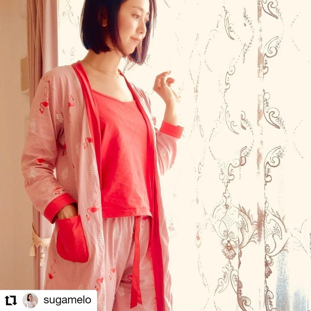 sugamelo様着用 キャミソール フラミンゴパンツ ガウンセット＊L-96