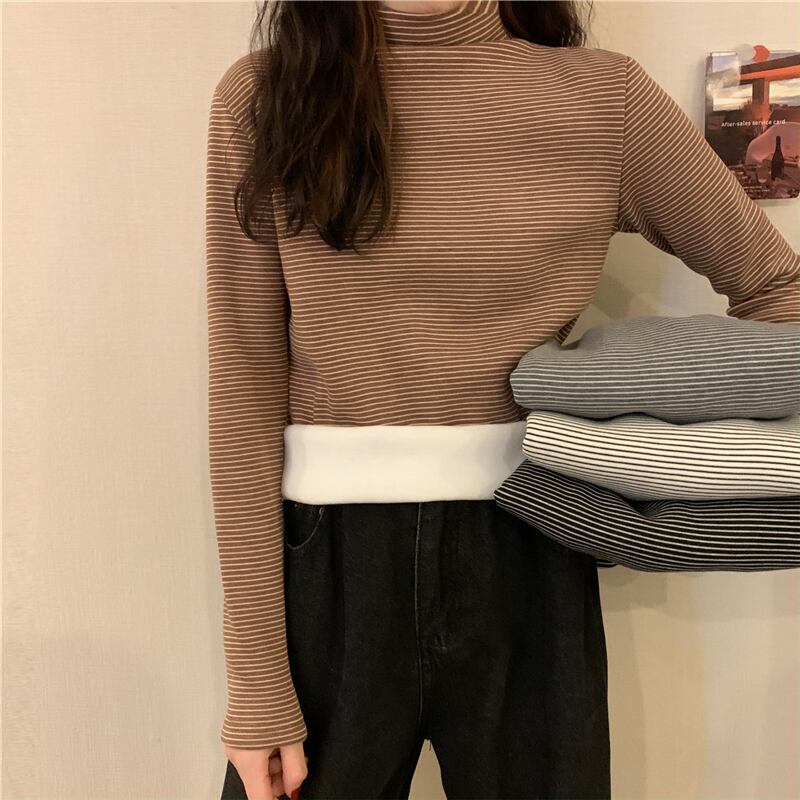 オータムウィンターカラーベルベットシャツ Tシャツ 長袖スリーブトップス ロング 秋物 冬物 YY-ファッション21138408986