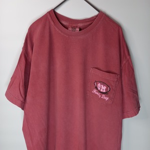 COMFORT COLORS　クルーネック　ポケットTシャツ　くすみレッド　M