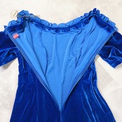 フラダンス 衣装 ワンピース ドレス ブルー系 マーメイドライン 青 ベロア 光沢 無地 シンプル フリル MermaidLine MMJ エムエムジェイ 日本製 鮮やか 高級感 ハワイアン アロハ 上品