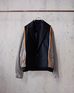 remake tailored short jacket (black×gray)