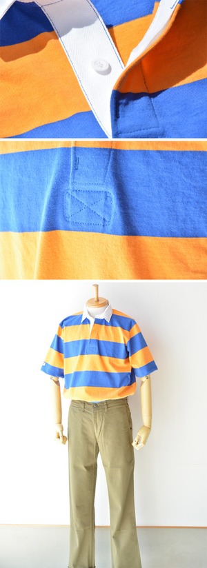 BARBARIANライトウエイト半袖レギュラーカラーラガーシャツ(QSE-09)ROY/TAN Lサイズ