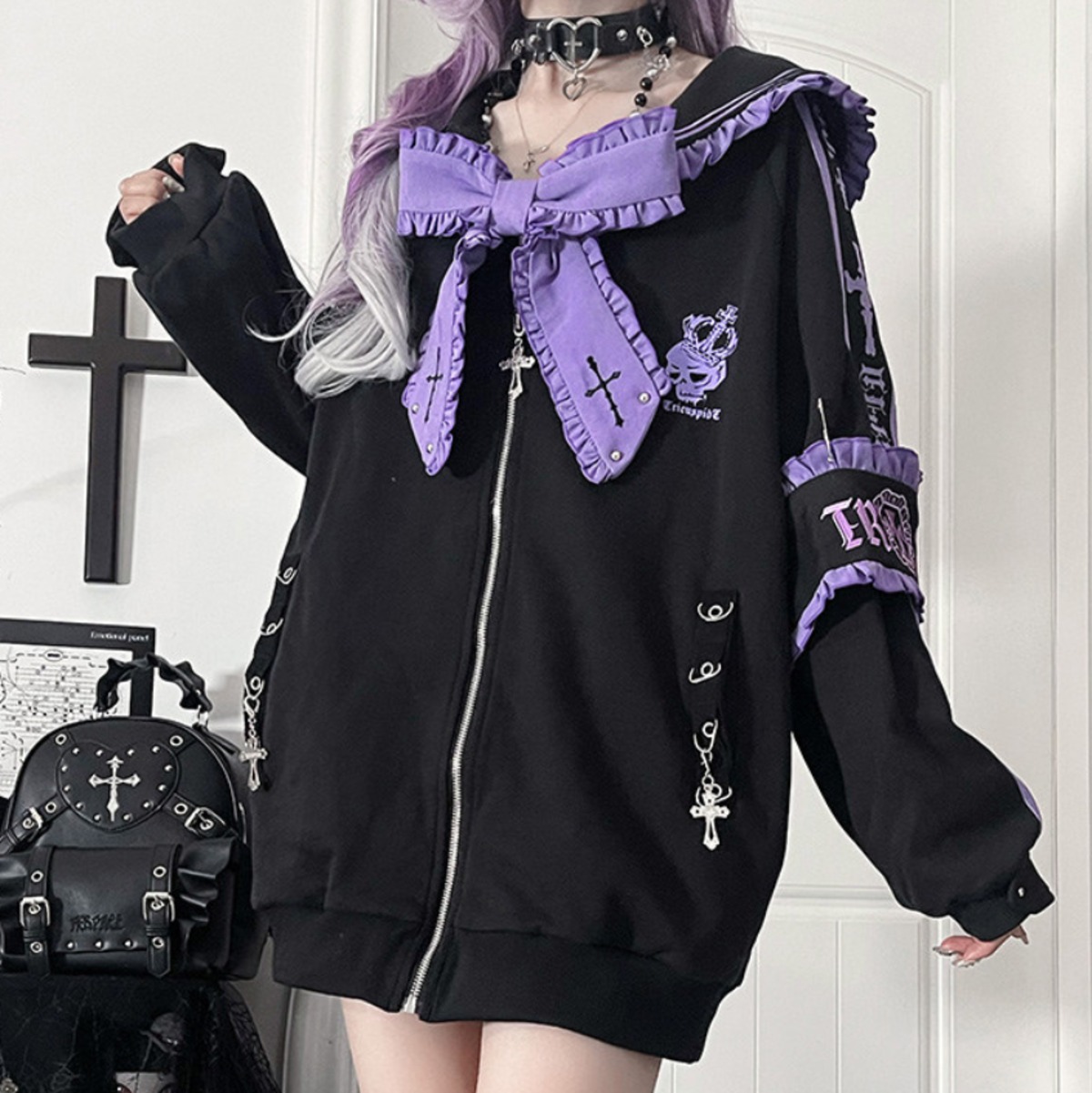 オーダー専用 移動ポケット女の子 セーラー服 ゆめかわ マジカル ゆめかわ♡全3カラー リボン付きセーラー襟ジャケット jya19 | ゆめ