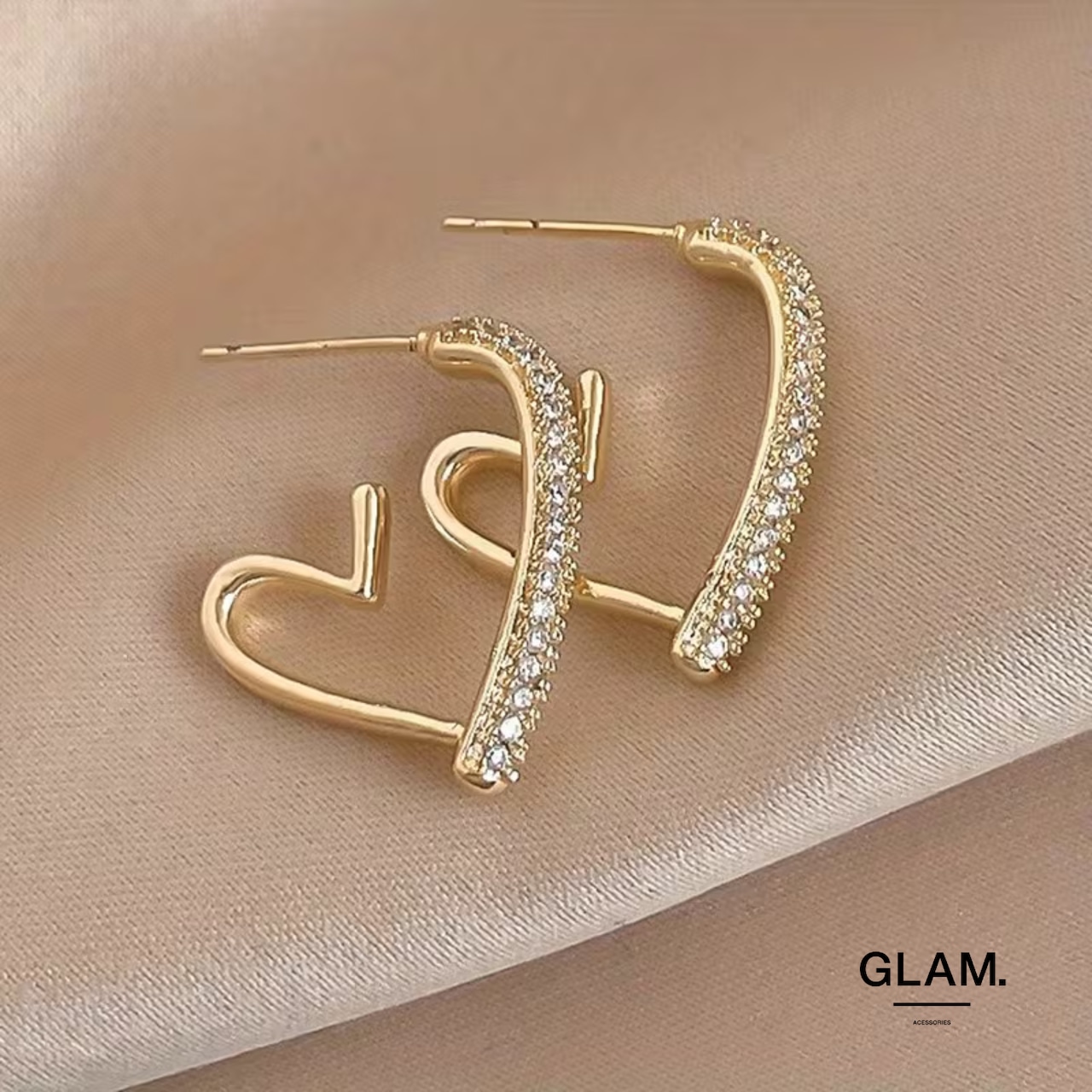 アーバンモダンハートフープピアス