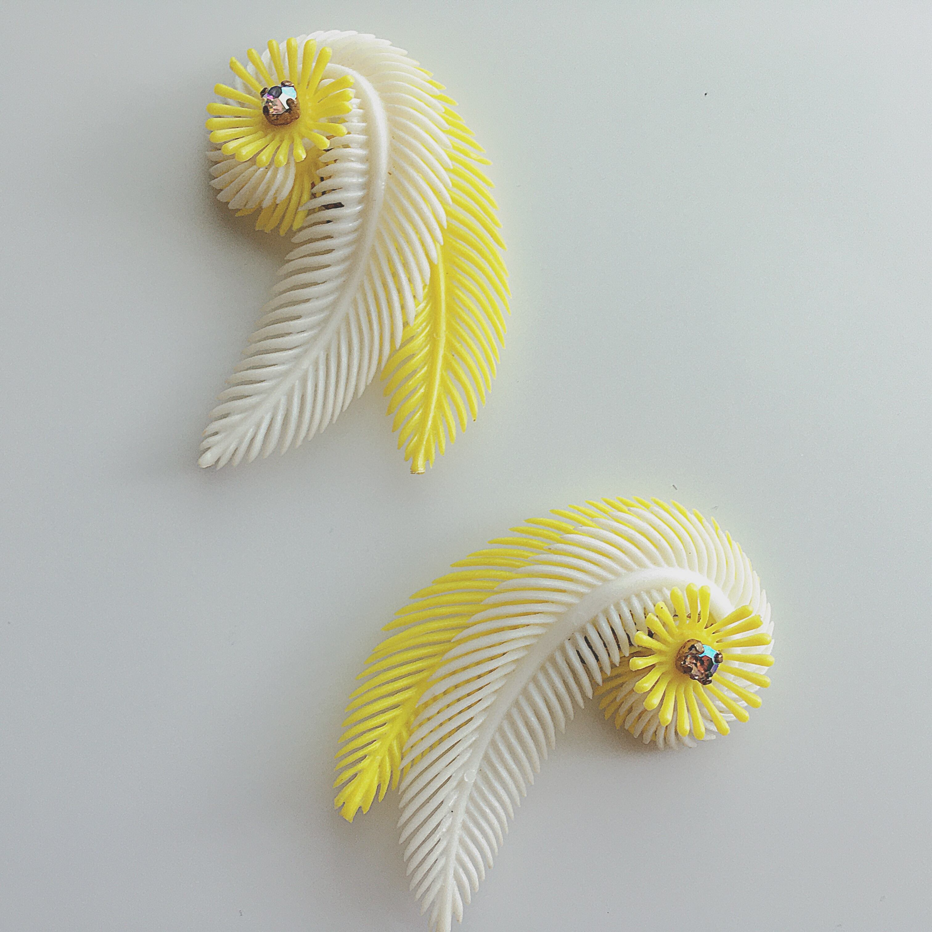 Vintage 50s - 60s Germany yellow × white soft plastic