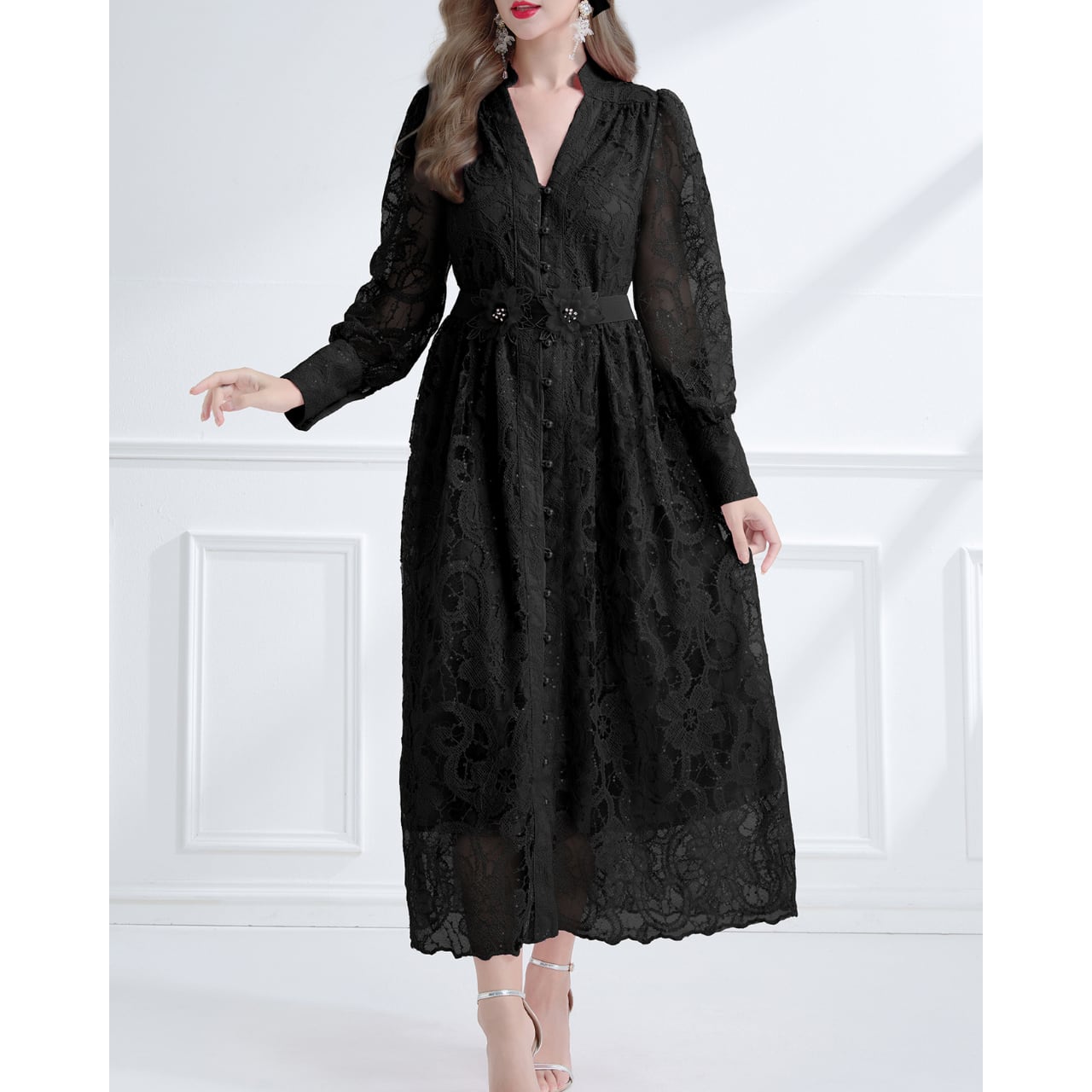 シアーレースクラシックワンピース L2029