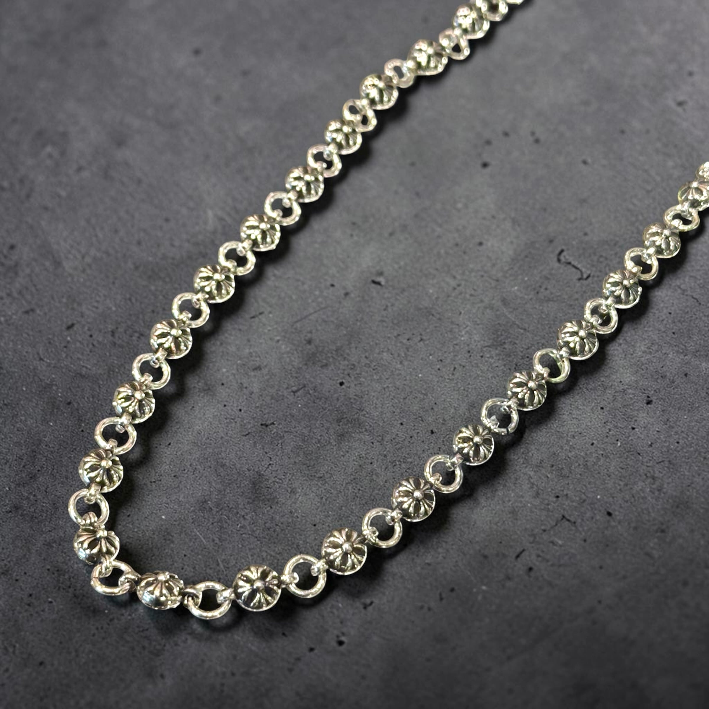 送料無料 クロスボールチェーンネックレス 60cm 幅6mm シルバー メンズ