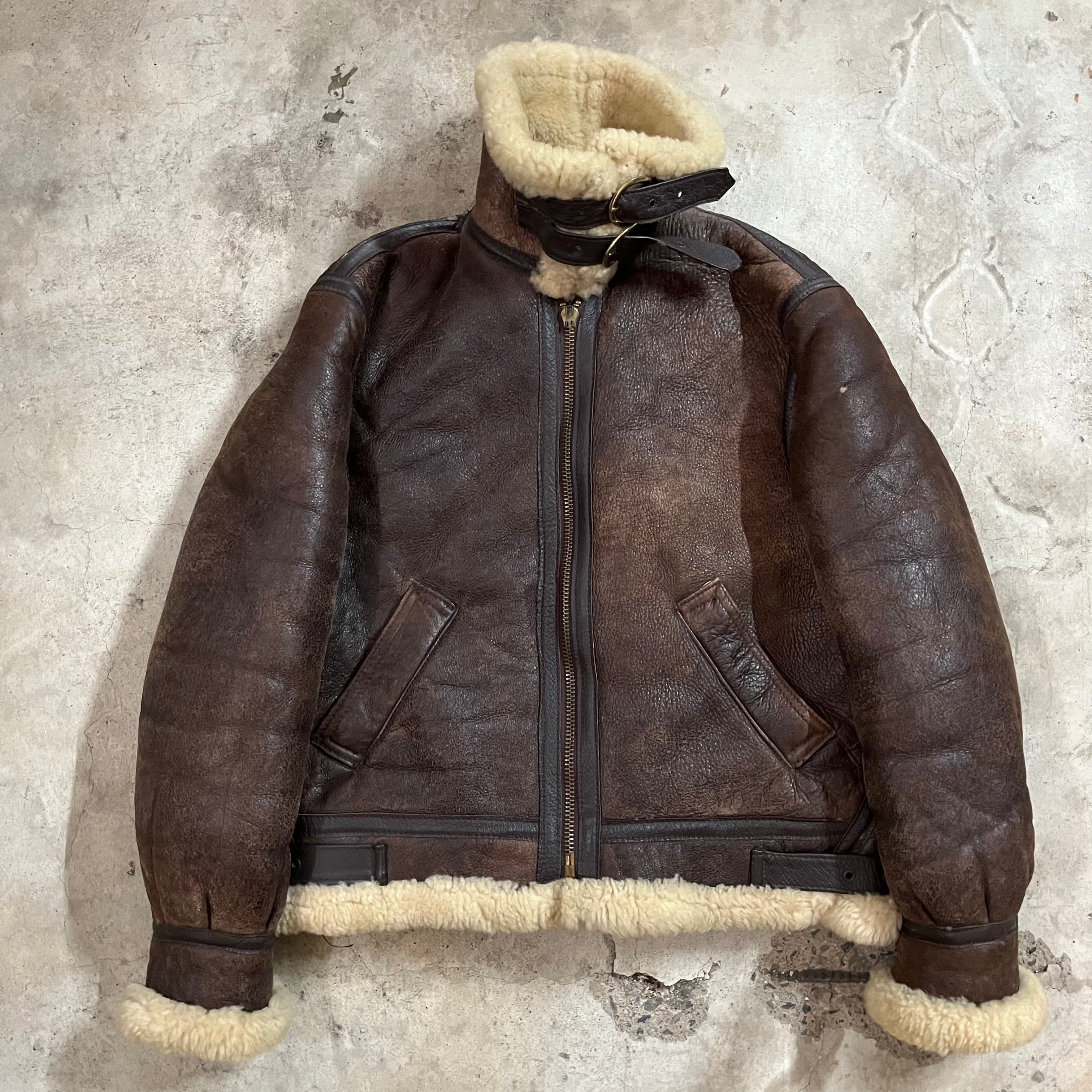 US_army〗80's made in USA B-3 mouton leather flight jacket