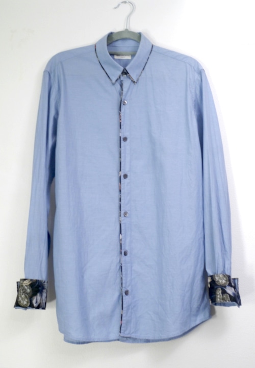 レア◆DRIES VAN NOTEN ドリスヴァンノッテン メンズ ボタニカル柄 花柄 トリミング ボタンダウン 長袖 コットン シャツ 46◆ 希少モデル♪