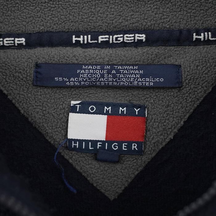 90s トミーヒルフィガー ハーフジップフリース L 刺繍 ネイビー 紺