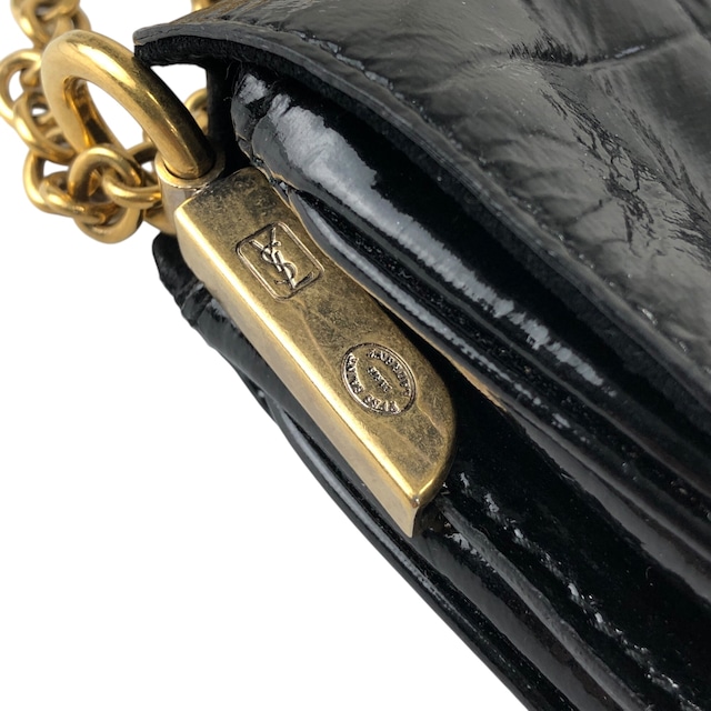 Yves Saint Laurent イヴ・サンローラン ショルダーバッグ ブラック レザー ミニバッグ チェーンショルダー vintage ヴィンテージ オールド rncjip