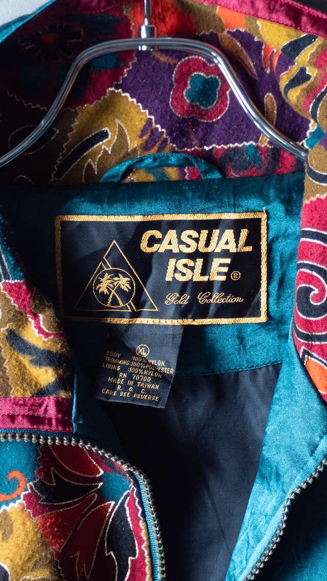 "CASUAL ISLE" 1990s Pattern blocks bomber jacket