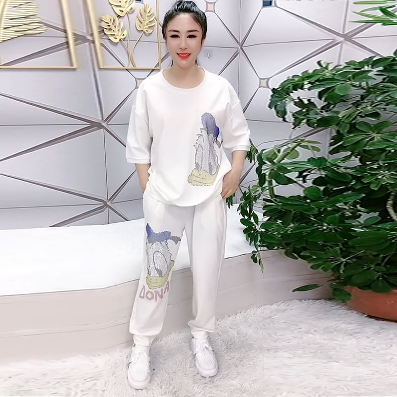 カジュアルサマーラウンドネック 大きめサイズ 夏物 Oネック ミックスインファッション54110320498