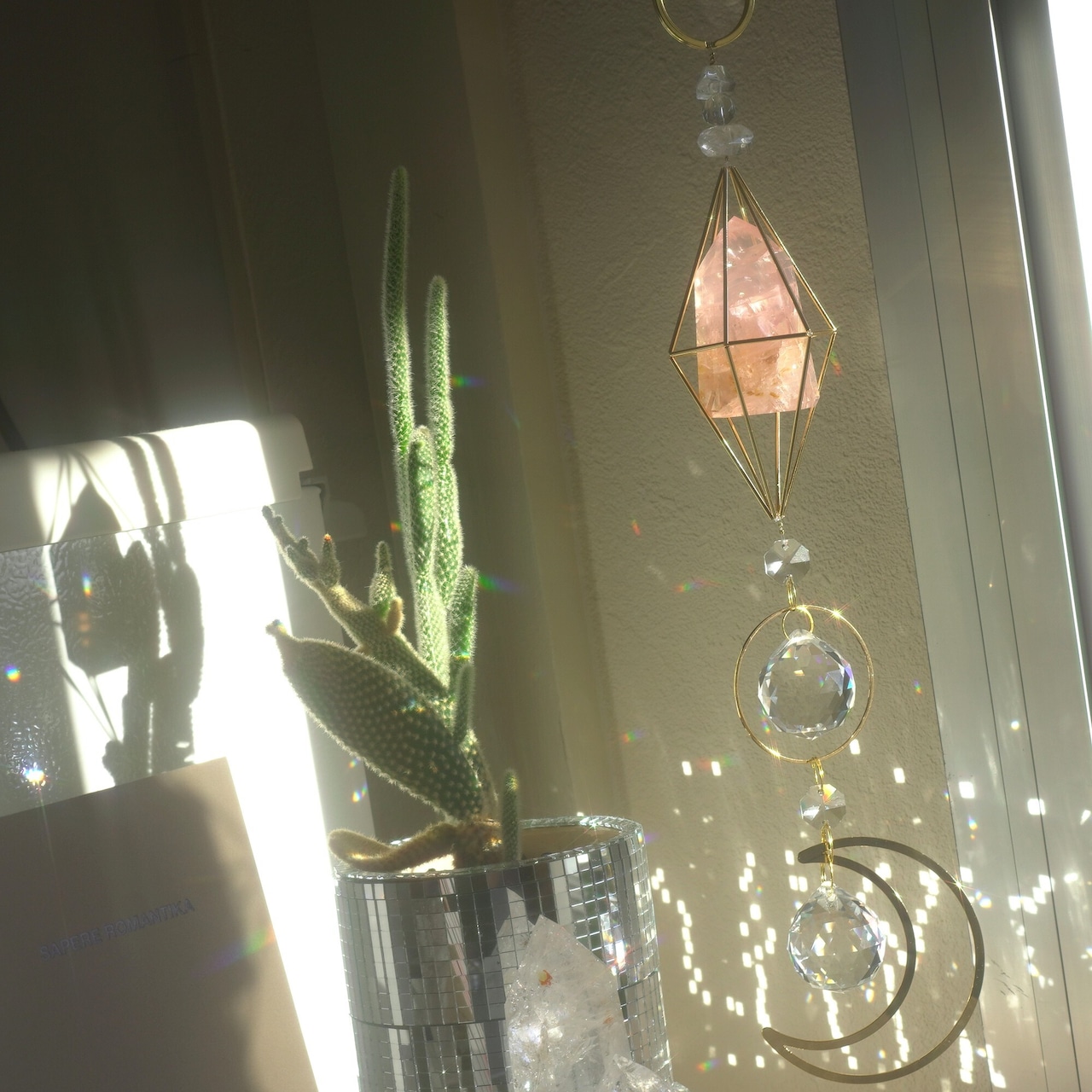 Aphrodite - Pyrite in Rose quartz with Golden healer / ジェムピラー / Gem Pillar Interior Jewelry