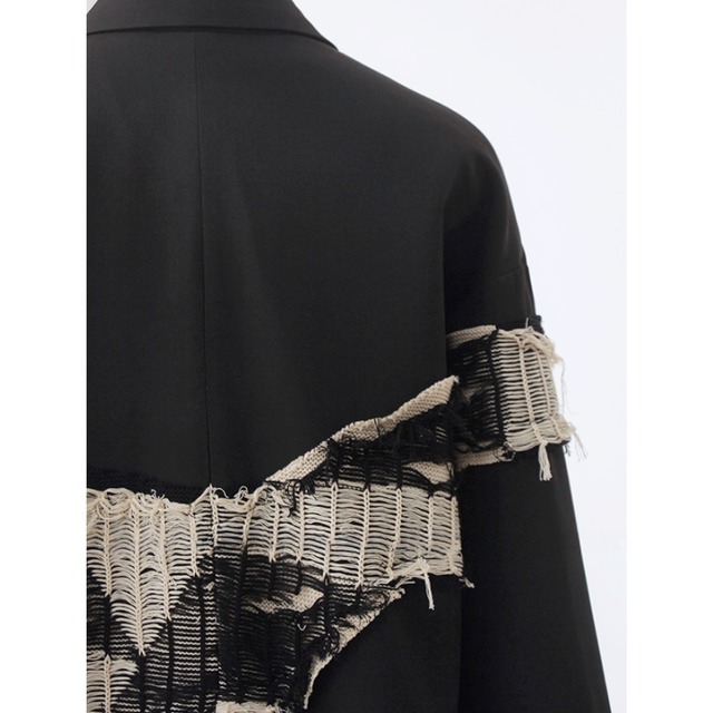 Frayed lace panel jacket C1245