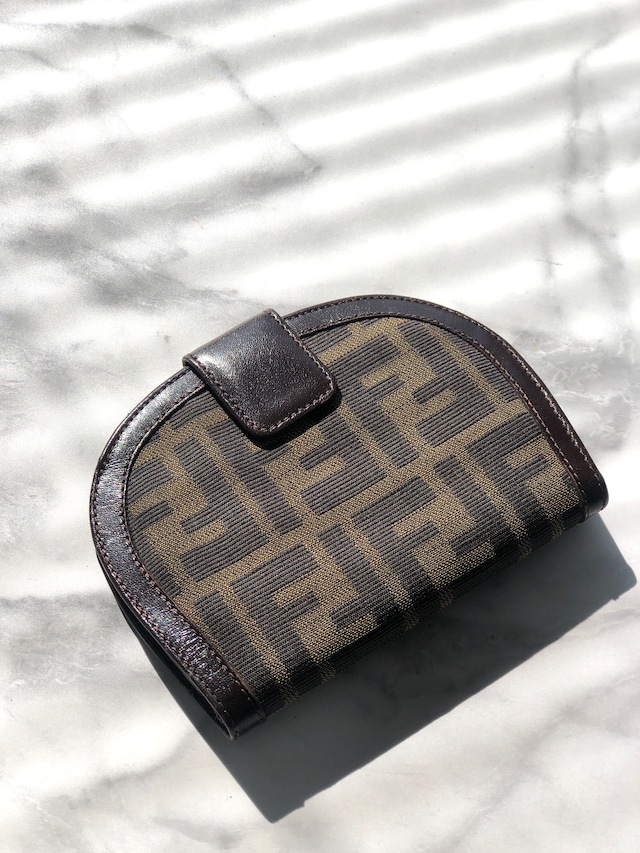 FENDI フェンディ ズッカ ジャガード 二つ折り 財布 ブラウン vintage ヴィンテージ オールド 3jbzkz