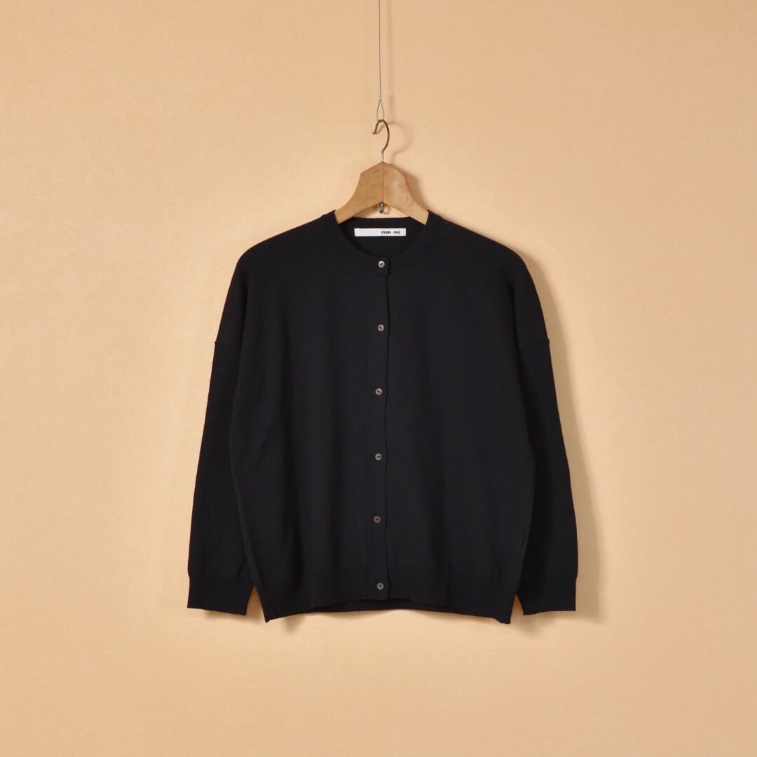 evam eva エヴァムエヴァ コットンラミーカーディガン・ブラック