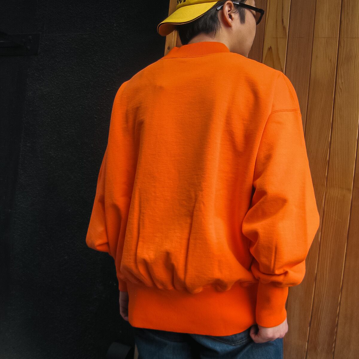 ChahChah LOOPBACK TERRY WIDE CREW NECK SWEAT SHIRT SUNSET ORANGE
