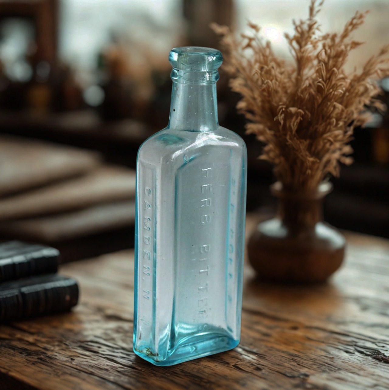 アンティークガラスボトル「HERB BITTERS / CAMDEN, N.J.」【sa681】