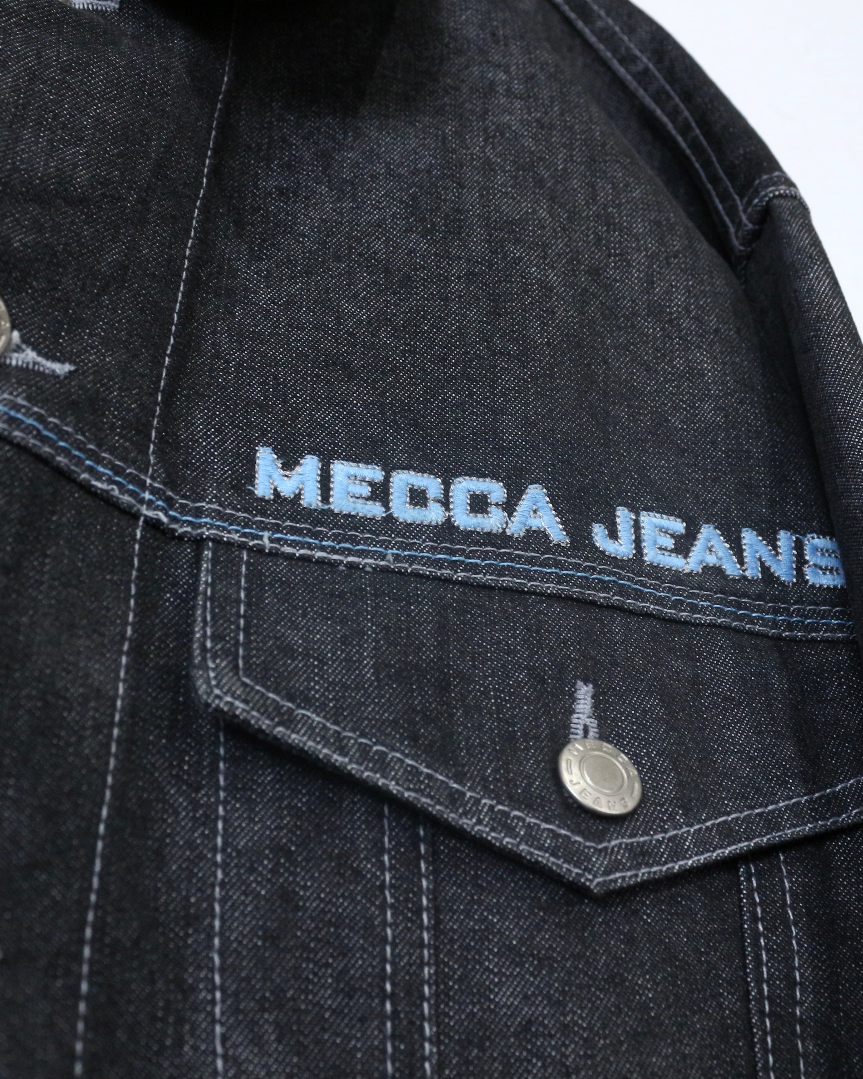 Caka act2】“MECCA JEANS” Logo Embroidery Oversized Denim Jacket