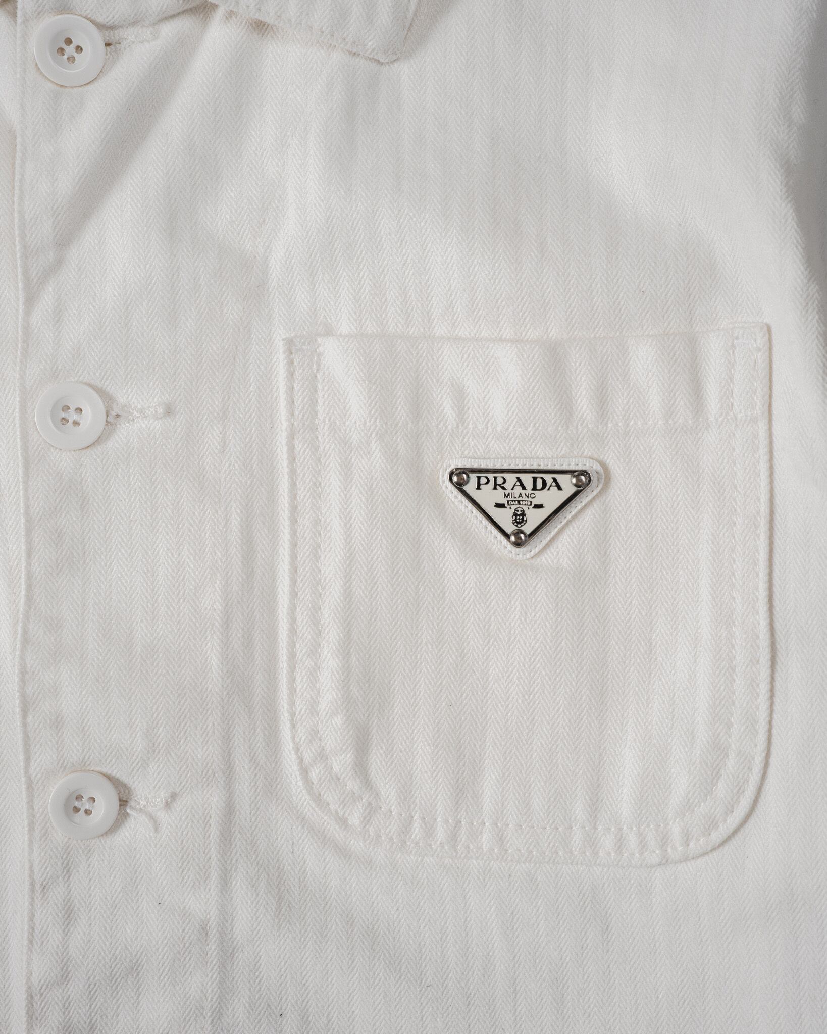 2022SS] “PRADA” Herringbone Cotton Work Jacket (Made in Italy