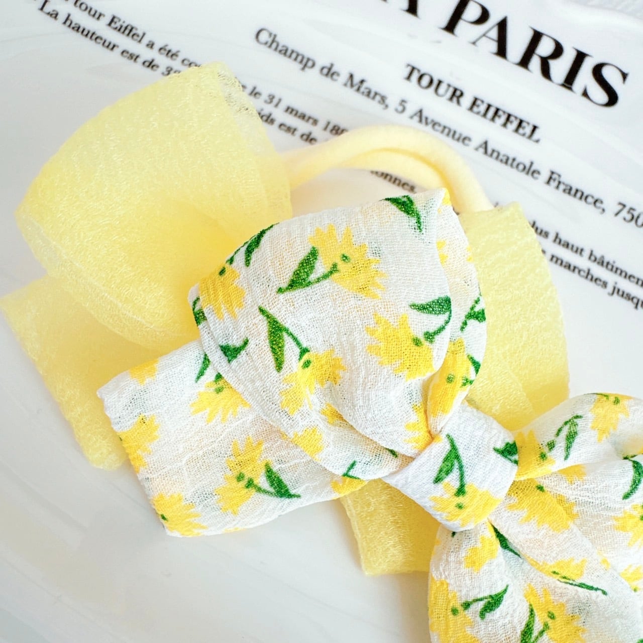 ダブルイエローリボンヘアバンド（後ろ支え付き）