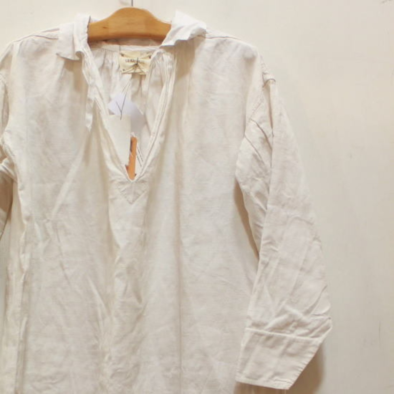 HOPE 1800'sアンティークフレンチリネンリボンロングシャツワンピース
