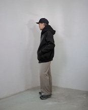 MAYKAM - Wool Sweat Zip Hoodie :Black|エクストラファインウール混/軽量ボリューム/ダブルジップ/共糸ドローコード