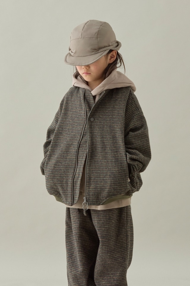 〈 MOUNTEN. 26AW 〉 cotton tweed zip blouson / MB39-2021a / KIDS / khaki check