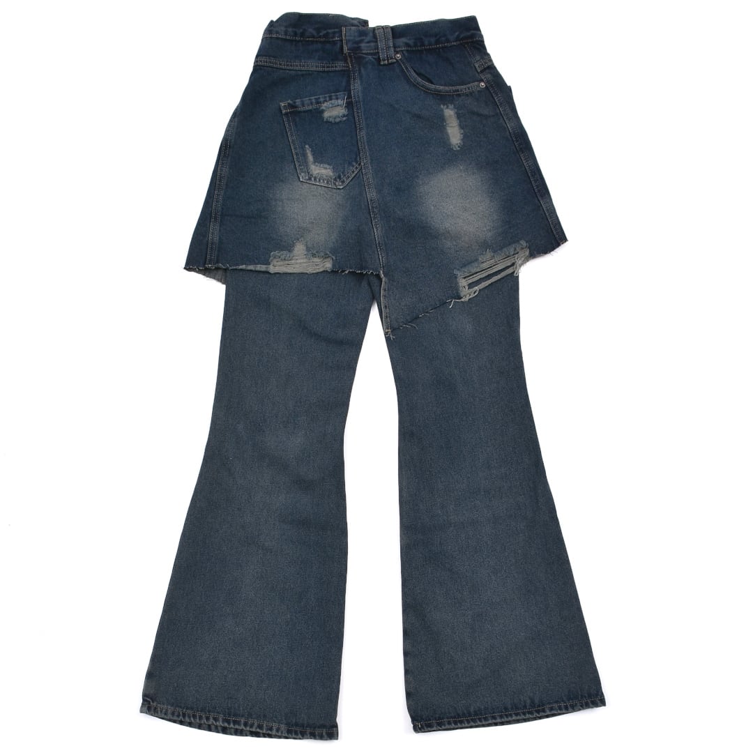 スカートレイヤード フレアデニムパンツ | VOLCAN&APHRODITE