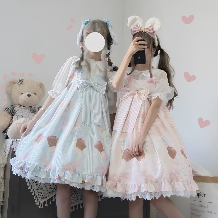 ロリータファッション ゆめかわいい甘ロリ パステルJSKブラウスセット