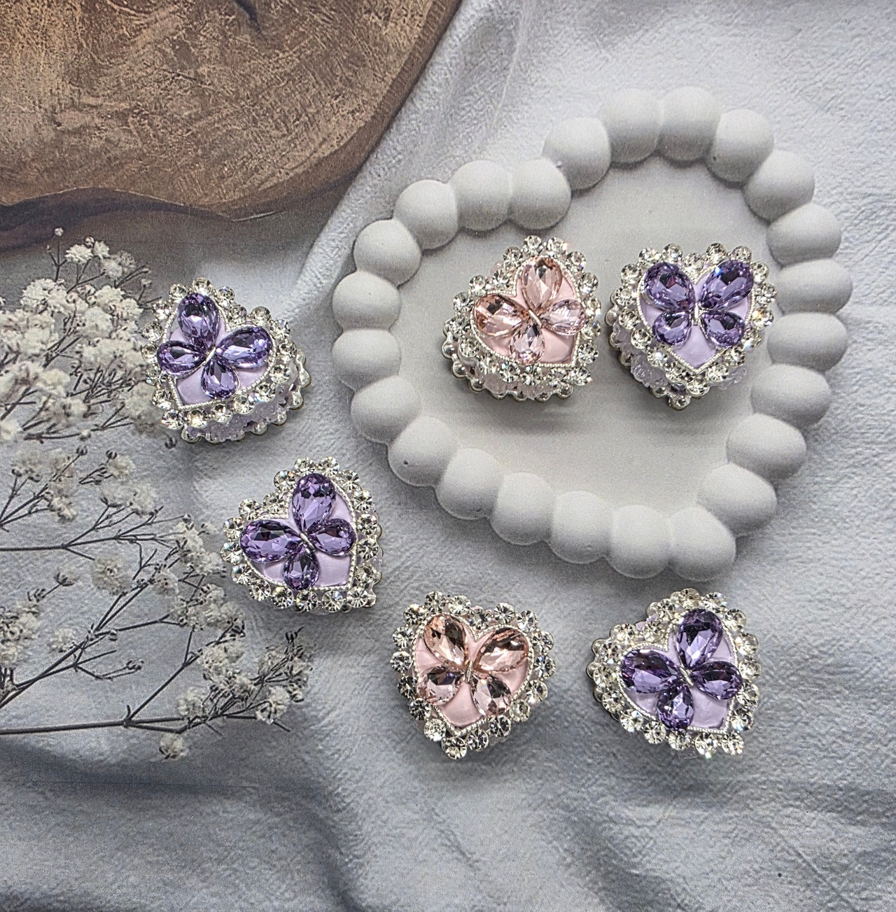 [１個]バタフライ ハート ローズ ゴージャス✨ビーズ