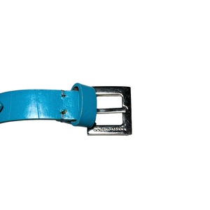 DOLCE&GABBANA turquoise color leather × metal logo bracelet