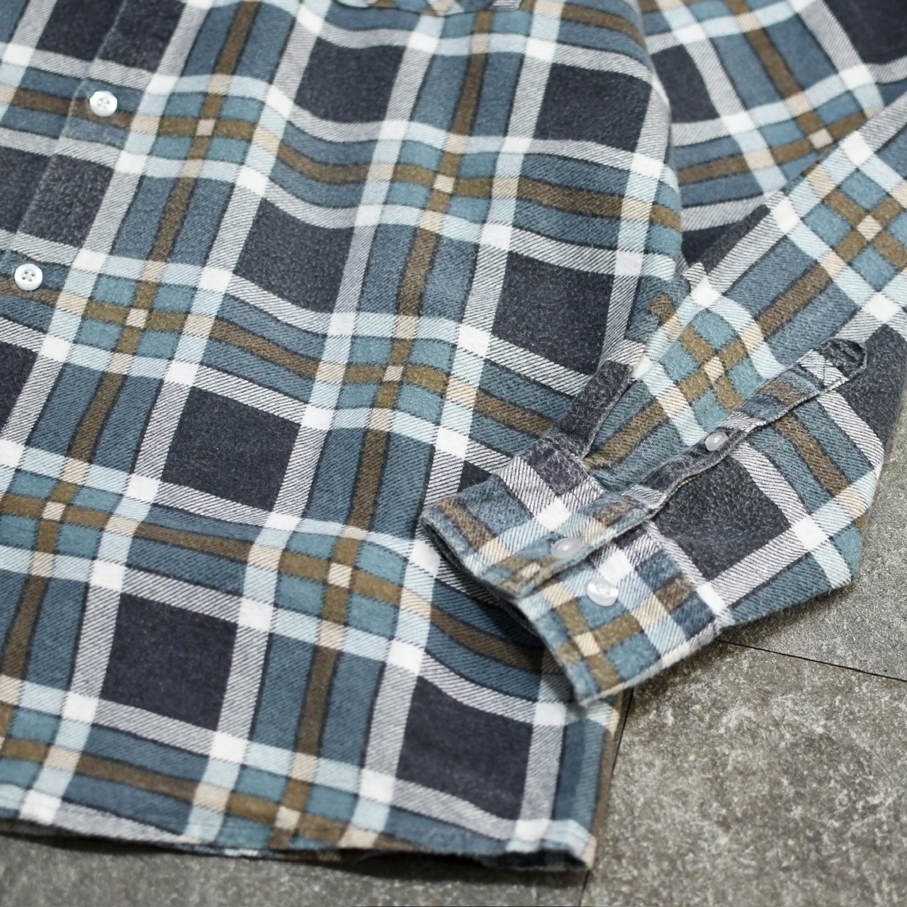 cotton light flannel check shirt blue
