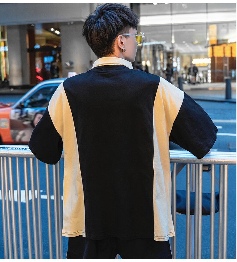 全2色 Tシャツ ジップアップ プリント カジュアル ストリート 