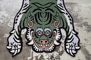 Tibetan Tiger Rug 《Lサイズ•ウール・オリジナル2・フォレストグリーン134》チベタンタイガーラグ
